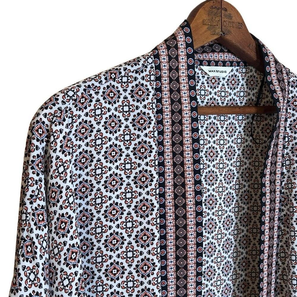 Max Studio Geometric Print Open Front Lightweight… - image 4